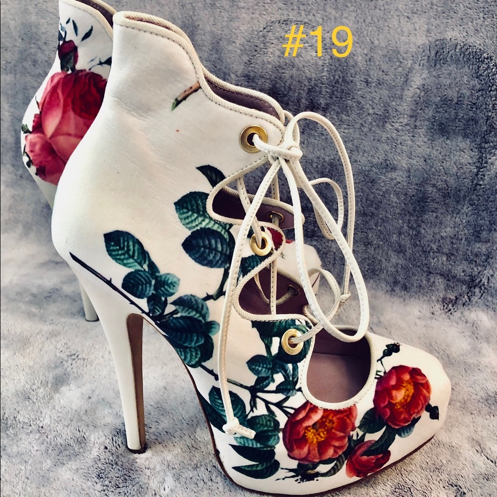 Vivienne Westwood Scarlet Floral Lace-up High Heel Pumps Sz 5.5 Unique heels